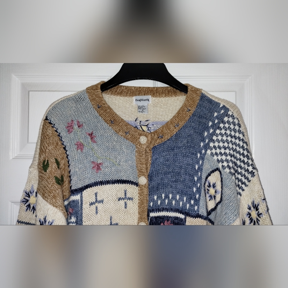 Vintage 90s Flower Bon Worth Cardigan Sweater - Picture 4 of 11